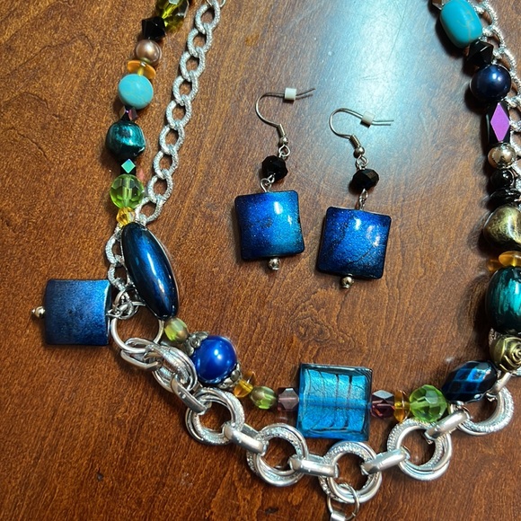 Lot of Vintage necklaces earrings pin glass metal 80s 90s - Picture 3 of 11